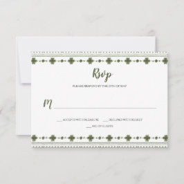 Boho groene stamgrens RSVP kaartje