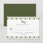 Boho groene stamgrens RSVP kaartje (Voorkant / Achterkant)