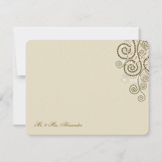 Boho Groene Stippen & Spiralen Elegante trouwfoto Bedankkaart (Voorkant)