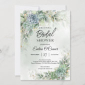 Boho-groene succulenten en eucalyptusbladeren kaart (Voorkant)