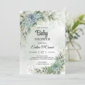 Boho-groene succulenten en eucalyptusgroen kaart (Staand voorkant)