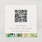 Boho groene tropische bladplant botanische QR-code Vierkante Visitekaartje (Achterkant)