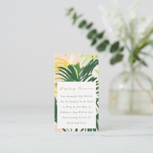 Boho Groene Tropische Palm Display Douche Baby Sho Informatiekaartje (Staand voorkant)
