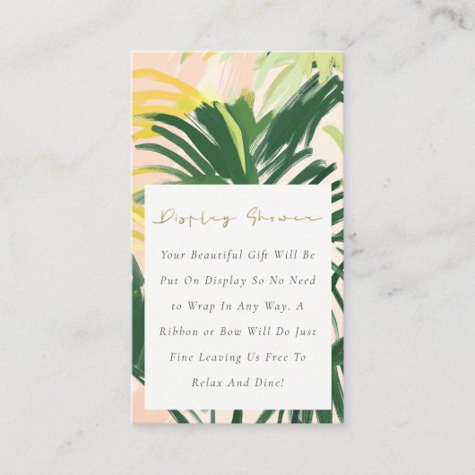 Boho Groene Tropische Palm Display Douche Baby Sho Informatiekaartje (Voorkant)