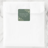 Boho Groene Trouw Dank Je Vierkante Sticker (Tas)
