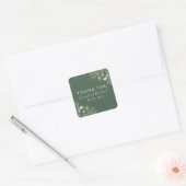 Boho Groene Trouw Dank Je Vierkante Sticker (Envelop)