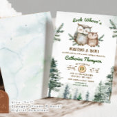 Boho Groene Uil Baby Shower Kaart