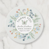 Boho Groene Vlinder & Bloemachtige Bruidsdouche Bedankjes Labels (Voorkant)