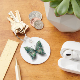 Boho Groene Vlinder Sleutelhanger – Artistieke Vle