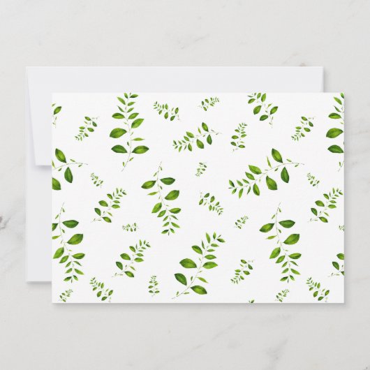 Boho Groene Waterverf Bloem Bruiloft Feest Bedankkaart (Achterkant)