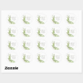 Boho Groene Waterverf Bloem Bruiloft Feest Ronde Sticker (Vel)