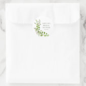 Boho Groene Waterverf Bloem Bruiloft Feest Ronde Sticker (Tas)