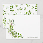 Boho Groene Waterverf Bloemachtige Bruiloftsdouche Bedankkaart (Voorkant / Achterkant)