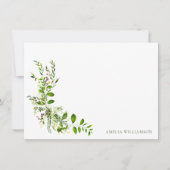 Boho Groene Waterverf Bloemachtige Bruiloftsdouche Bedankkaart (Voorkant)