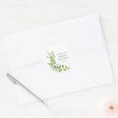 Boho Groene Waterverf Bloemen Bruiloft Feest Ronde Sticker (Envelop)