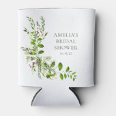 Boho Groene Waterverf Bloemrijke Bruidsdouche Blikjeskoeler (Voorkant)