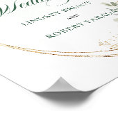 Boho Groene Waterverf Tafel Bruiloft Welkom Poster (Hoek)