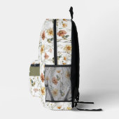 Boho groene waterverf wildbloem monogram bedrukte rugzak (Rechts)