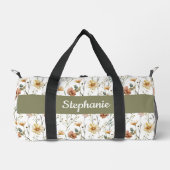 Boho groene waterverf wildbloem monogram plunjezak (Voorkant)