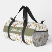 Boho groene waterverf wildbloem monogram plunjezak (Rechterhoek)