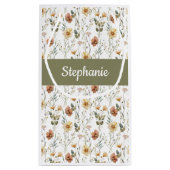 Boho groene wilde bloem waterverf monogram klein cadeauzakje (Achterkant)