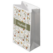 Boho groene wilde bloem waterverf monogram klein cadeauzakje (Voorkant Gekanteld)