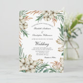 Boho Groenery  Botanische groene witte trouw  Kaart (Staand voorkant)