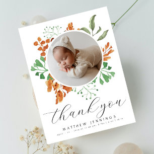 Boho Groenery Foto Baby Shower Bedankt  Briefkaart