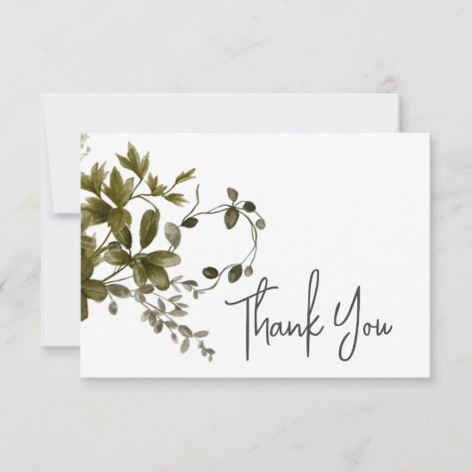 Boho Groenery Moderne Bloemige Trouw  Bedankkaart (Voorkant)