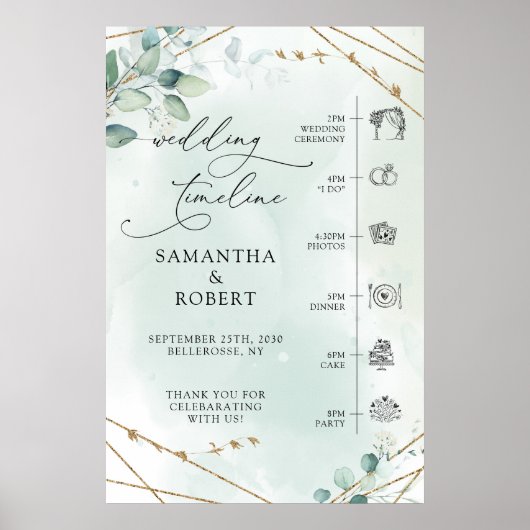 Boho Groenery Nabootsing Gouden Lijst Huwelijks Ti Poster (Voorkant)