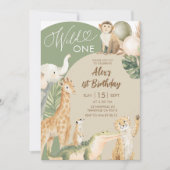 Boho Groenery Safari Wild One Verjaardag Kaart (Voorkant)