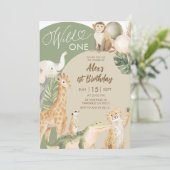 Boho Groenery Safari Wild One Verjaardag Kaart (Staand voorkant)