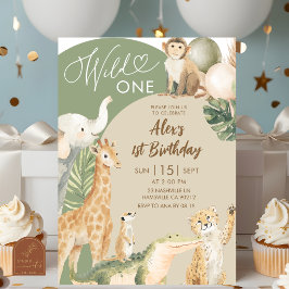 Boho Groenery Safari Wild One Verjaardag Kaart