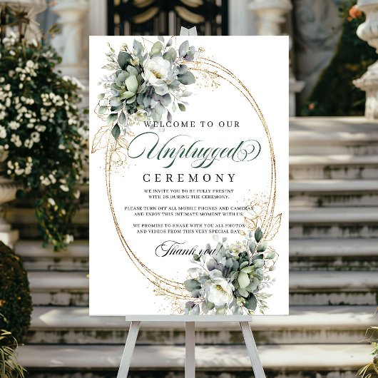 Boho Groenery Uitgeschakelde Ceremonie Poster Goud