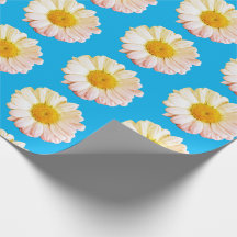 Boho groot madeliefpatroon op blauw inpakpapier