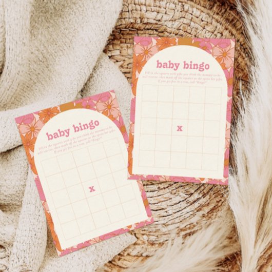 Boho Groovy Baby Bingo Baby shower Game Kaart