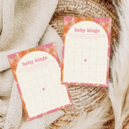 Boho Groovy Baby Bingo Baby shower Game Kaart