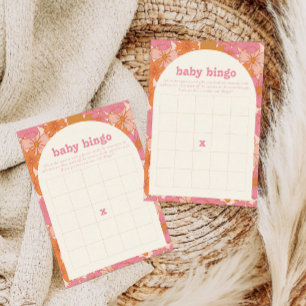 Boho Groovy Baby Bingo Baby shower Game Kaart
