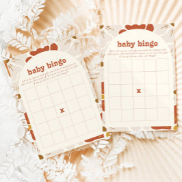 Boho Groovy Baby Bingo Baby shower Game Kaart