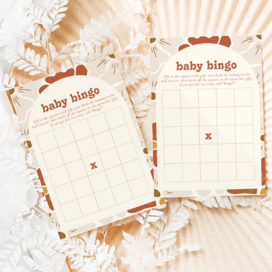 Boho Groovy Baby Bingo Baby shower Game Kaart