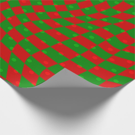 Boho Groovy Christmas Checkerboard wervelende jare Cadeaupapier (Hoek)