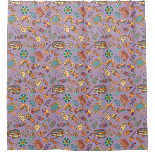Boho Groovy Curtain Retro Pastel Bath Vibes Douchegordijn (Voorkant)
