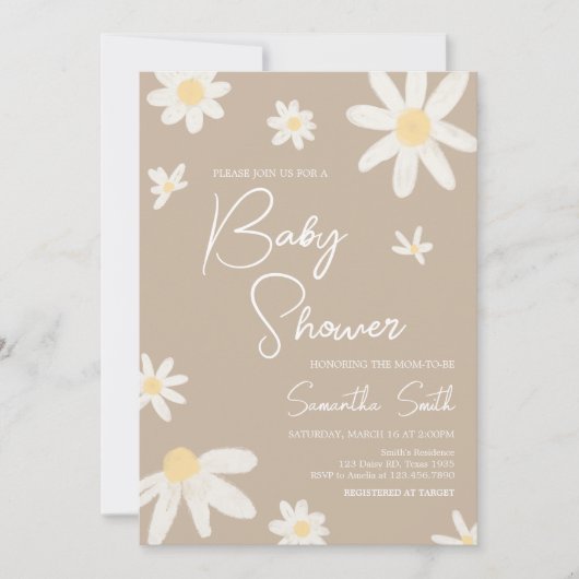 Boho Groovy Daisy-Baby shower Kaart (Voorkant)