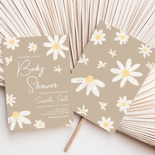 Boho Groovy Daisy-Baby shower Kaart