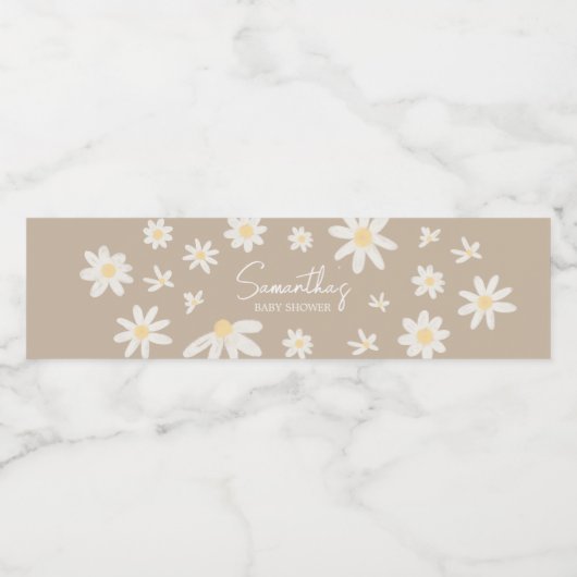 Boho Groovy Daisy-Baby shower Waterfles Etiket (Enkel label)