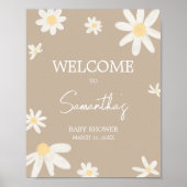 Boho Groovy Daisy Baby shower Welkom Poster (Voorkant)