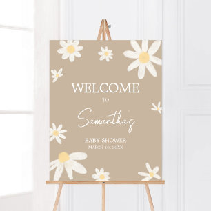 Boho Groovy Daisy Baby shower Welkom Poster
