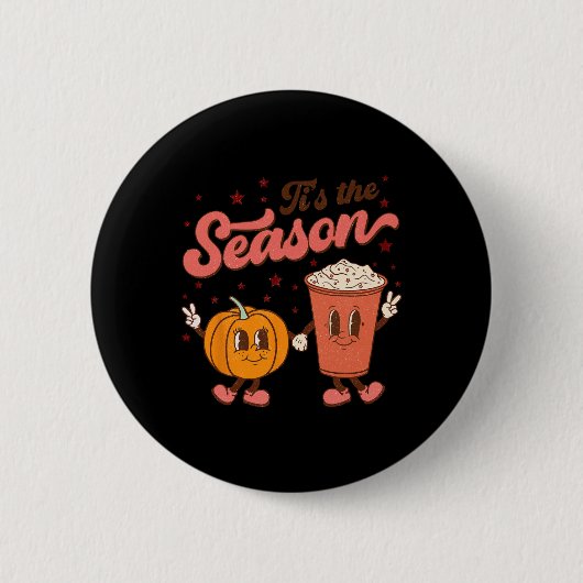 Boho Groovy Dit Het Seizoen Schattigee Pompoen Spi Ronde Button 5,7 Cm (Voorkant)