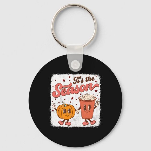 Boho Groovy Dit Het Seizoen Schattigee Pompoen Spi Sleutelhanger (Voorkant)
