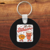 Boho Groovy Dit Het Seizoen Schattigee Pompoen Spi Sleutelhanger (Voorkant)
